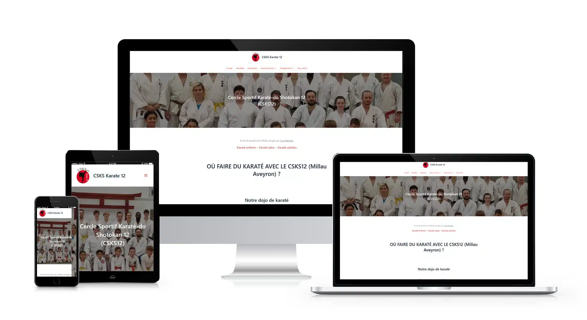 Site web du club de karaté CSKS12 sur appareils.