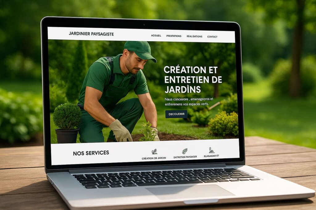 ordinateur portable avec un site web d'un jardinier