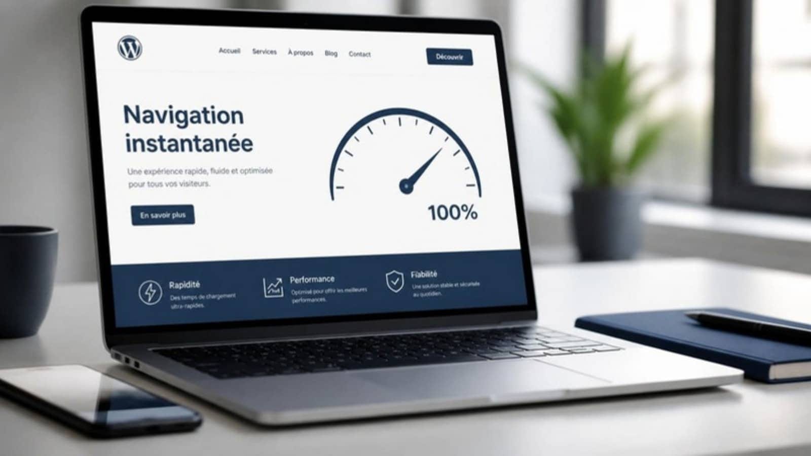 Site WordPress affichant une navigation instantanée grâce au Speculative Loading