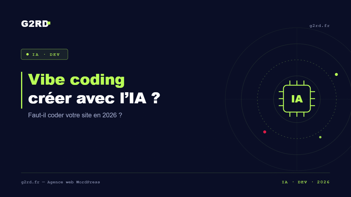 Visuel G2RD sur le vibe coding avec l’IA