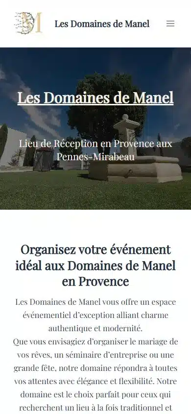 Version mobile du site Les Domaines de Manel